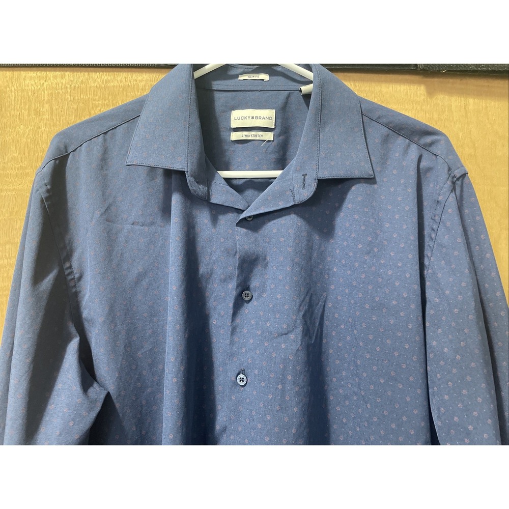 Lucky Brand Men's Slim Fit XL 17-17.5 Long Sleeve Button Up Shirt